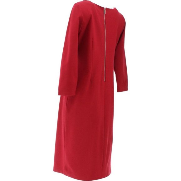 NWT LANDS' END 3/4 SLEEVE PONTE PLEATED COLUMN ZIP BACK DRESS COBALT BLUE 6P - Picture 9 of 12